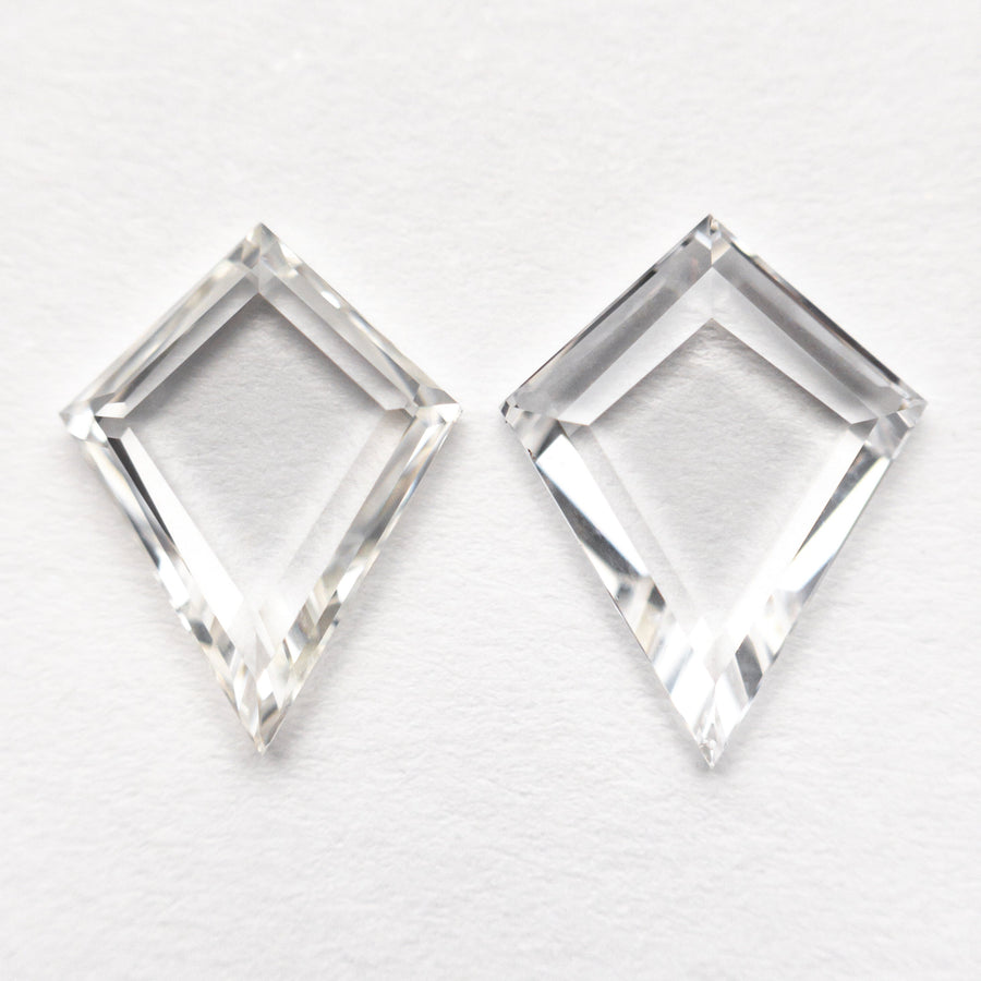 The 1.80cttw 2pc 9.73x7.33x1.82mm 10.15x7.82x1.58mm VVS/VS D-H Kite Portrait Cut Matching Pair 19854-48 by East London jeweller Rachel Boston | Discover our collections of unique and timeless engagement rings, wedding rings, and modern fine jewellery. - Rachel Boston Jewellery