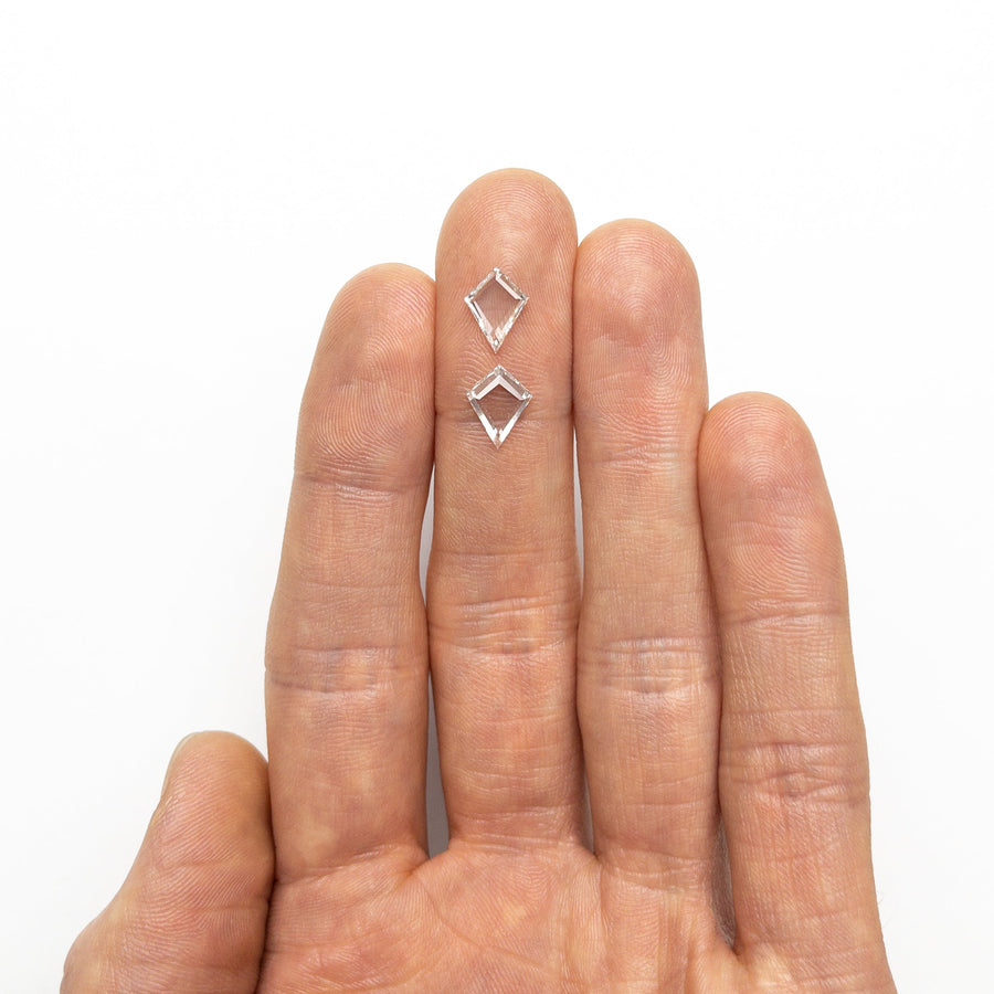 The 1.80cttw 2pc 9.73x7.33x1.82mm 10.15x7.82x1.58mm VVS/VS D-H Kite Portrait Cut Matching Pair 19854-48 by East London jeweller Rachel Boston | Discover our collections of unique and timeless engagement rings, wedding rings, and modern fine jewellery. - Rachel Boston Jewellery