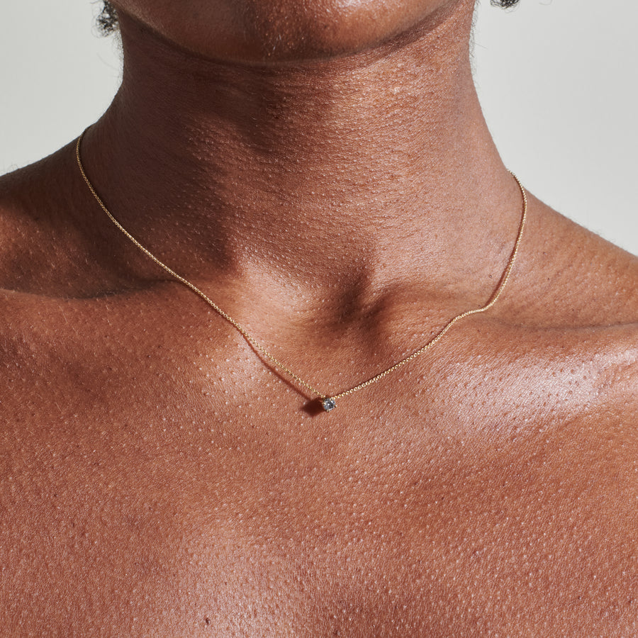 The 3mm Grey Diamond Slider Necklace by East London jeweller Rachel Boston | Discover our collections of unique and timeless engagement rings, wedding rings, and modern fine jewellery. - Rachel Boston Jewellery