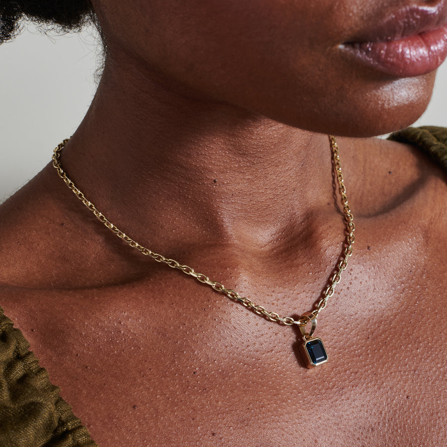 The Chunky Charm Pendant - Sapphire 3.10ct by East London jeweller Rachel Boston | Discover our collections of unique and timeless engagement rings, wedding rings, and modern fine jewellery. - Rachel Boston Jewellery