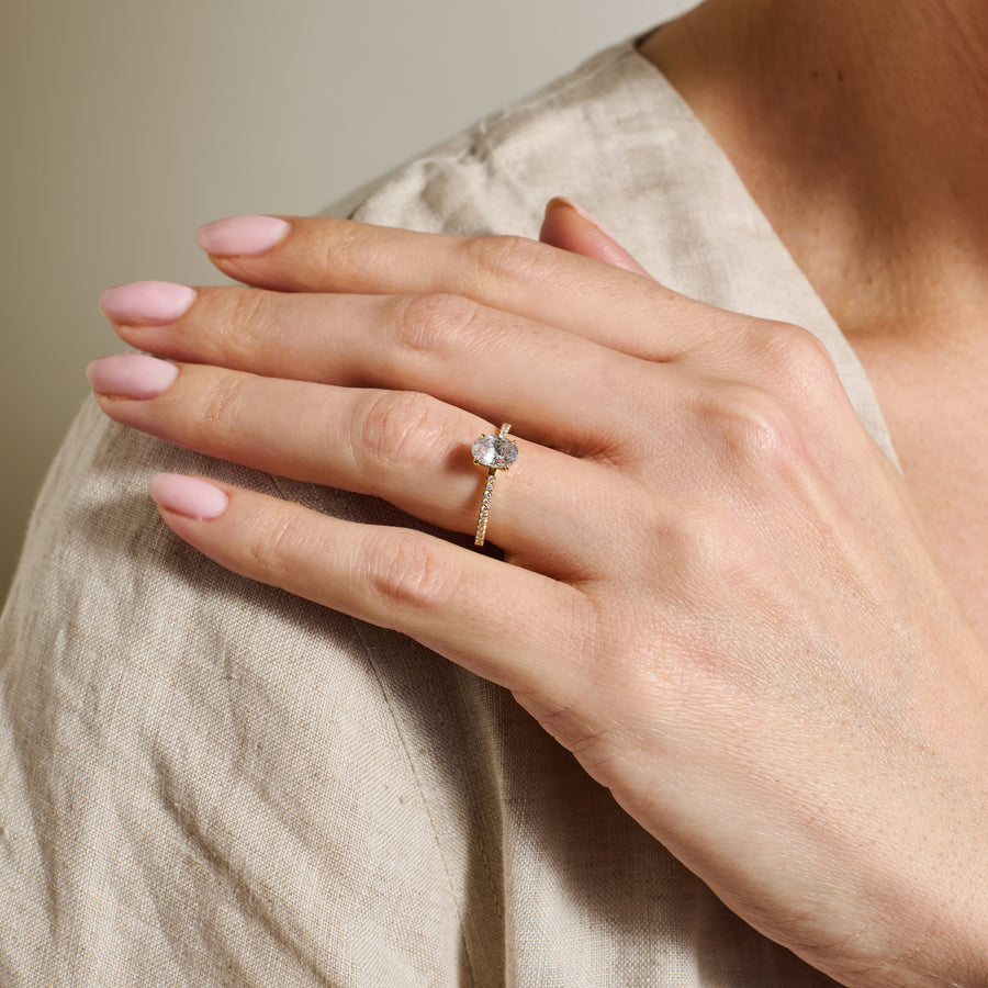 The Luna Ring - Oval Cut by East London jeweller Rachel Boston | Discover our collections of unique and timeless engagement rings, wedding rings, and modern fine jewellery. - Rachel Boston Jewellery