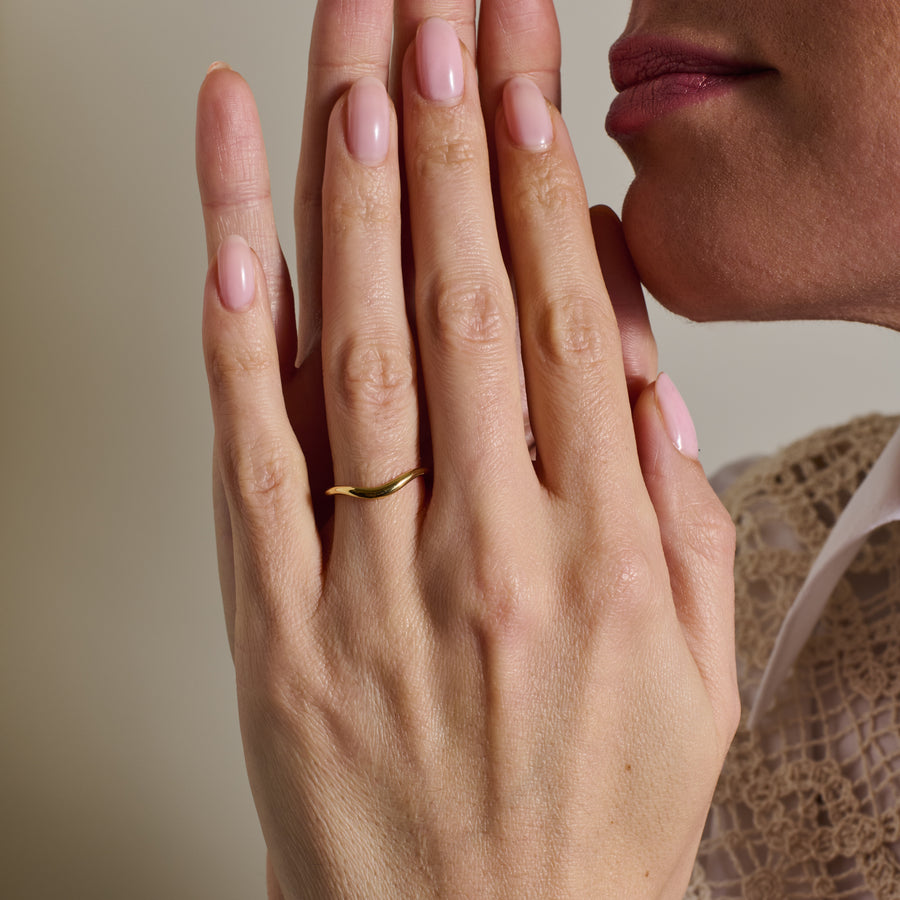 The D Shape Curve Band by East London jeweller Rachel Boston | Discover our collections of unique and timeless engagement rings, wedding rings, and modern fine jewellery. - Rachel Boston Jewellery