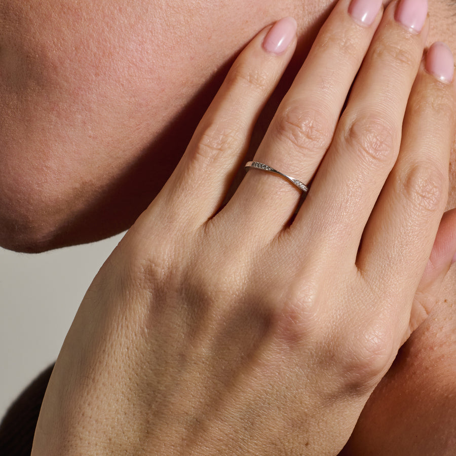 The Diamond Union Band by East London jeweller Rachel Boston | Discover our collections of unique and timeless engagement rings, wedding rings, and modern fine jewellery. - Rachel Boston Jewellery