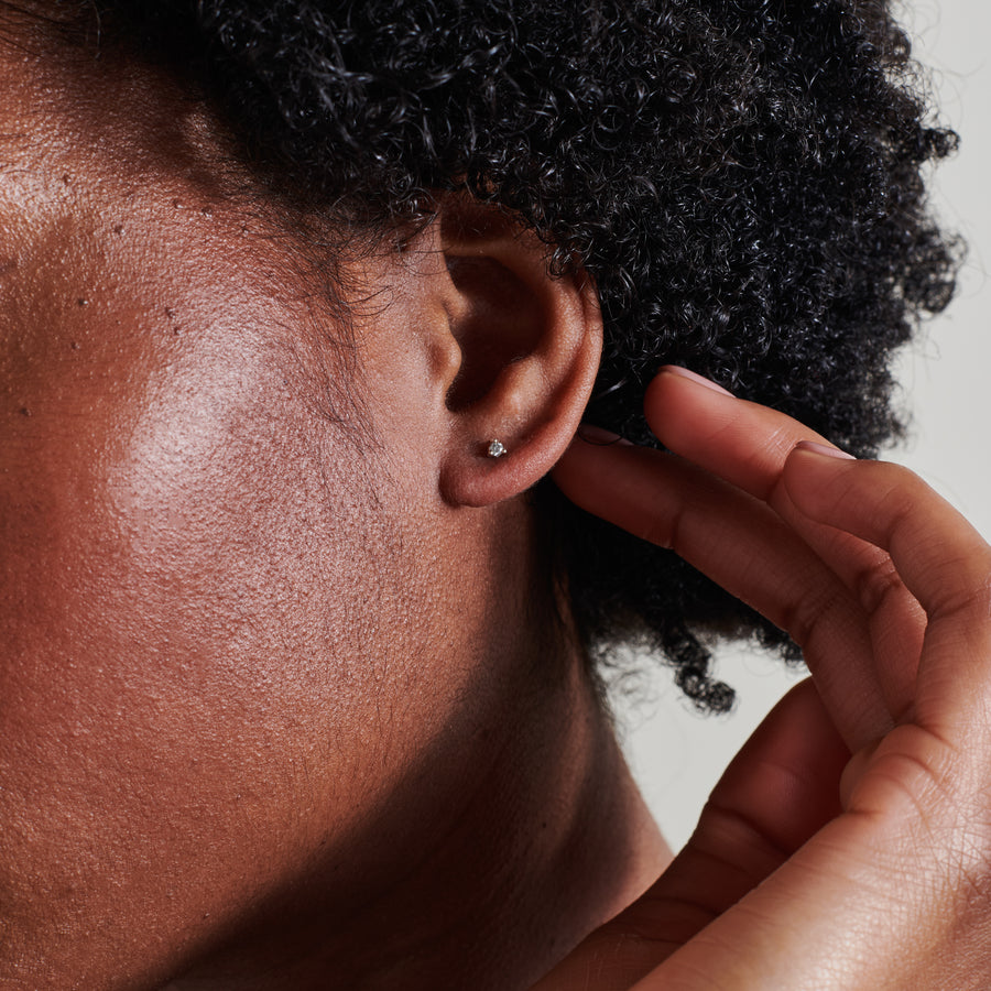 The 2mm Round Grey Diamond Stud Earrings by East London jeweller Rachel Boston | Discover our collections of unique and timeless engagement rings, wedding rings, and modern fine jewellery. - Rachel Boston Jewellery