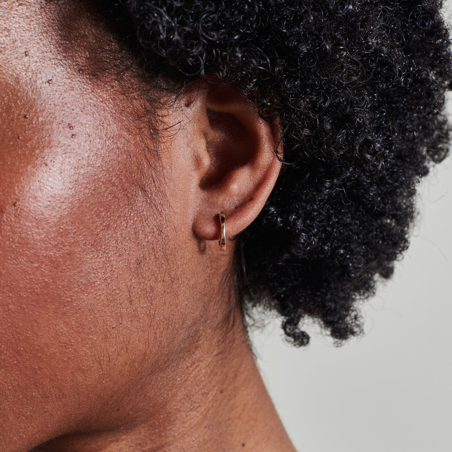 The Pinched Plain Earrings by East London jeweller Rachel Boston | Discover our collections of unique and timeless engagement rings, wedding rings, and modern fine jewellery. - Rachel Boston Jewellery