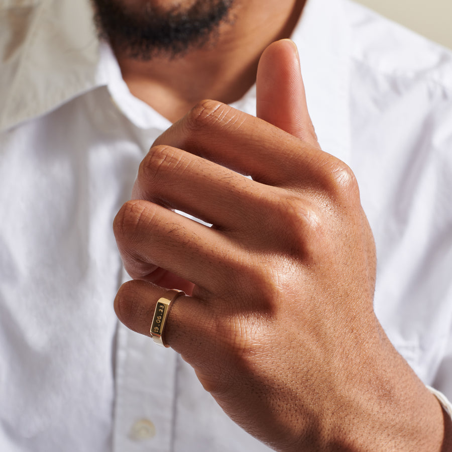 The Rectangular Signet Ring by East London jeweller Rachel Boston | Discover our collections of unique and timeless engagement rings, wedding rings, and modern fine jewellery. - Rachel Boston Jewellery