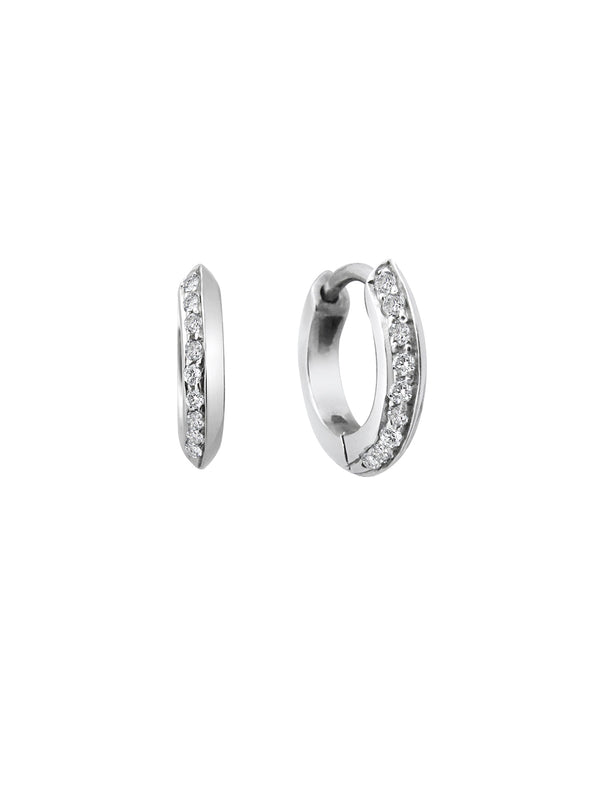 10mm Knife Edge Diamond Huggie Hoop Earrings - Rachel Boston Jewellery