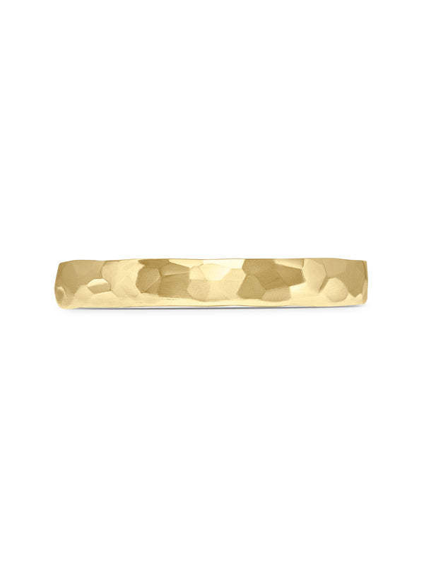 The Polished Hammered Flat Wedding Band - 3.5mm by East London jeweller Rachel Boston | Discover our collections of unique and timeless engagement rings, wedding rings, and modern fine jewellery.