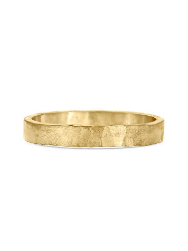The Matte Hammered Flat Wedding Band - 3.5mm by East London jeweller Rachel Boston | Discover our collections of unique and timeless engagement rings, wedding rings, and modern fine jewellery.