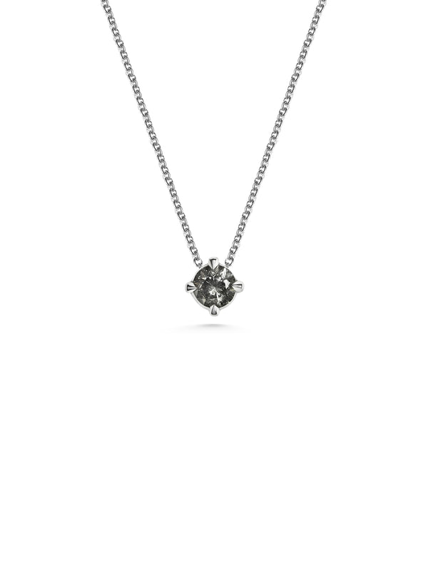 The 3mm Grey Diamond Slider Necklace by East London jeweller Rachel Boston | Discover our collections of unique and timeless engagement rings, wedding rings, and modern fine jewellery.
