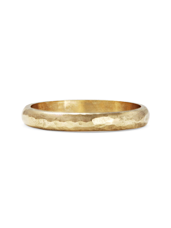 The Polished Hammered D Shape Wedding Band - 3.5mm by East London jeweller Rachel Boston | Discover our collections of unique and timeless engagement rings, wedding rings, and modern fine jewellery.