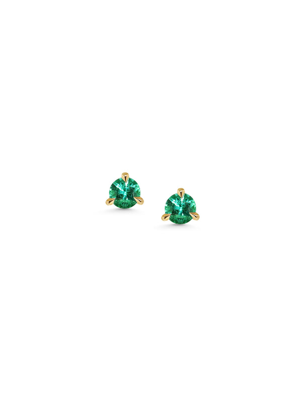 The 3mm Round Emerald Stud Earrings by East London jeweller Rachel Boston | Discover our collections of unique and timeless engagement rings, wedding rings, and modern fine jewellery.