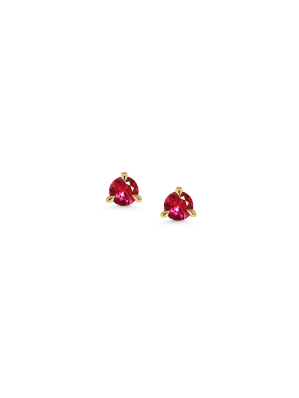 The 3mm Round Ruby Stud Earrings by East London jeweller Rachel Boston | Discover our collections of unique and timeless engagement rings, wedding rings, and modern fine jewellery.