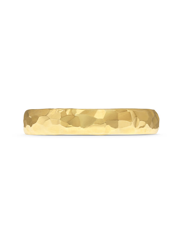 The Polished Hammered D Shape Wedding Band - 4.5mm by East London jeweller Rachel Boston | Discover our collections of unique and timeless engagement rings, wedding rings, and modern fine jewellery.