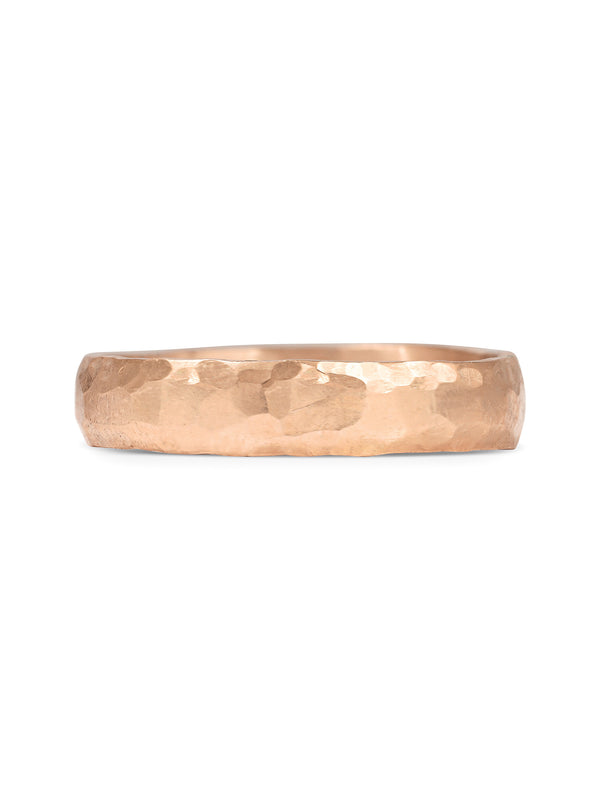 The Matte Hammered D Shape Wedding Band - 4.5mm by East London jeweller Rachel Boston | Discover our collections of unique and timeless engagement rings, wedding rings, and modern fine jewellery.