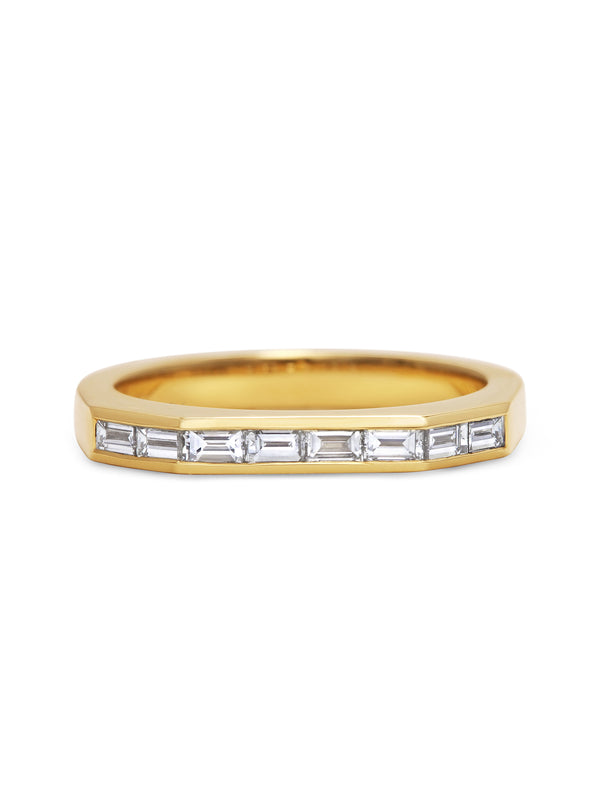 The Baguette Diamond Deco Wedding Band by East London jeweller Rachel Boston | Discover our collections of unique and timeless engagement rings, wedding rings, and modern fine jewellery.