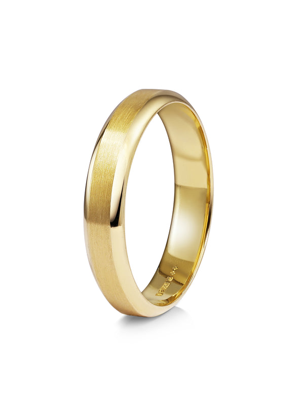 The Chamfered Edge Wedding Band - Matte - 4.7mm by East London jeweller Rachel Boston | Discover our collections of unique and timeless engagement rings, wedding rings, and modern fine jewellery.