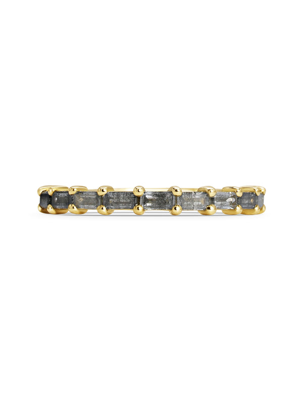 The Claw Baguette Grey Diamond Wedding Band by East London jeweller Rachel Boston | Discover our collections of unique and timeless engagement rings, wedding rings, and modern fine jewellery.
