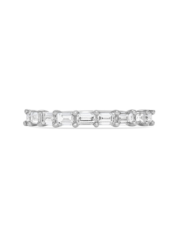 The Claw Baguette Diamond Wedding Band by East London jeweller Rachel Boston | Discover our collections of unique and timeless engagement rings, wedding rings, and modern fine jewellery.