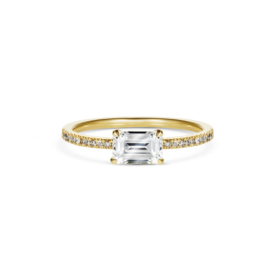 The Contra Emerald Ring by East London jeweller Rachel Boston | Discover our collections of unique and timeless engagement rings, wedding rings, and modern fine jewellery. - Rachel Boston Jewellery
