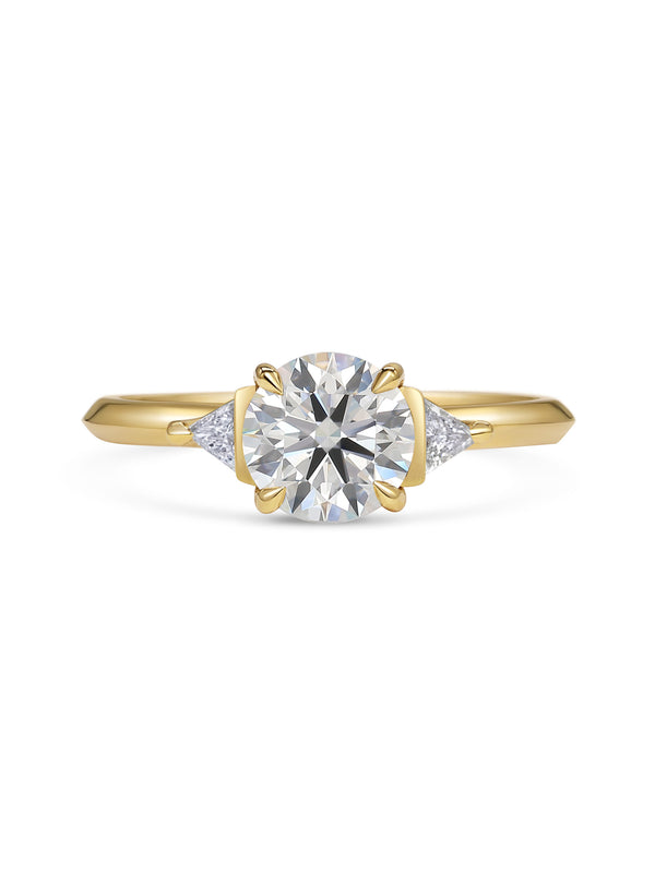 The Crux Ring - Round Cut by East London jeweller Rachel Boston | Discover our collections of unique and timeless engagement rings, wedding rings, and modern fine jewellery.