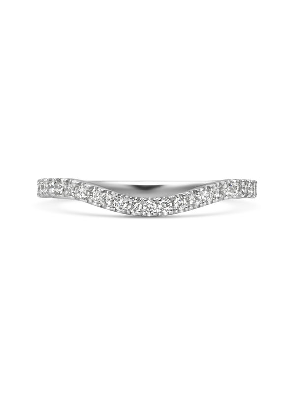 The Diamond Curve Band by East London jeweller Rachel Boston | Discover our collections of unique and timeless engagement rings, wedding rings, and modern fine jewellery.