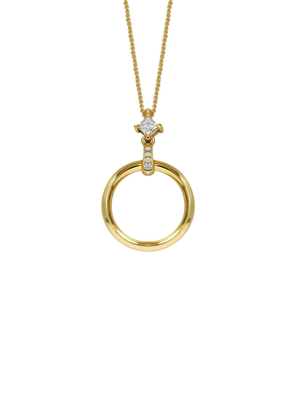 The Diamond Hoop Necklace by East London jeweller Rachel Boston | Discover our collections of unique and timeless engagement rings, wedding rings, and modern fine jewellery.