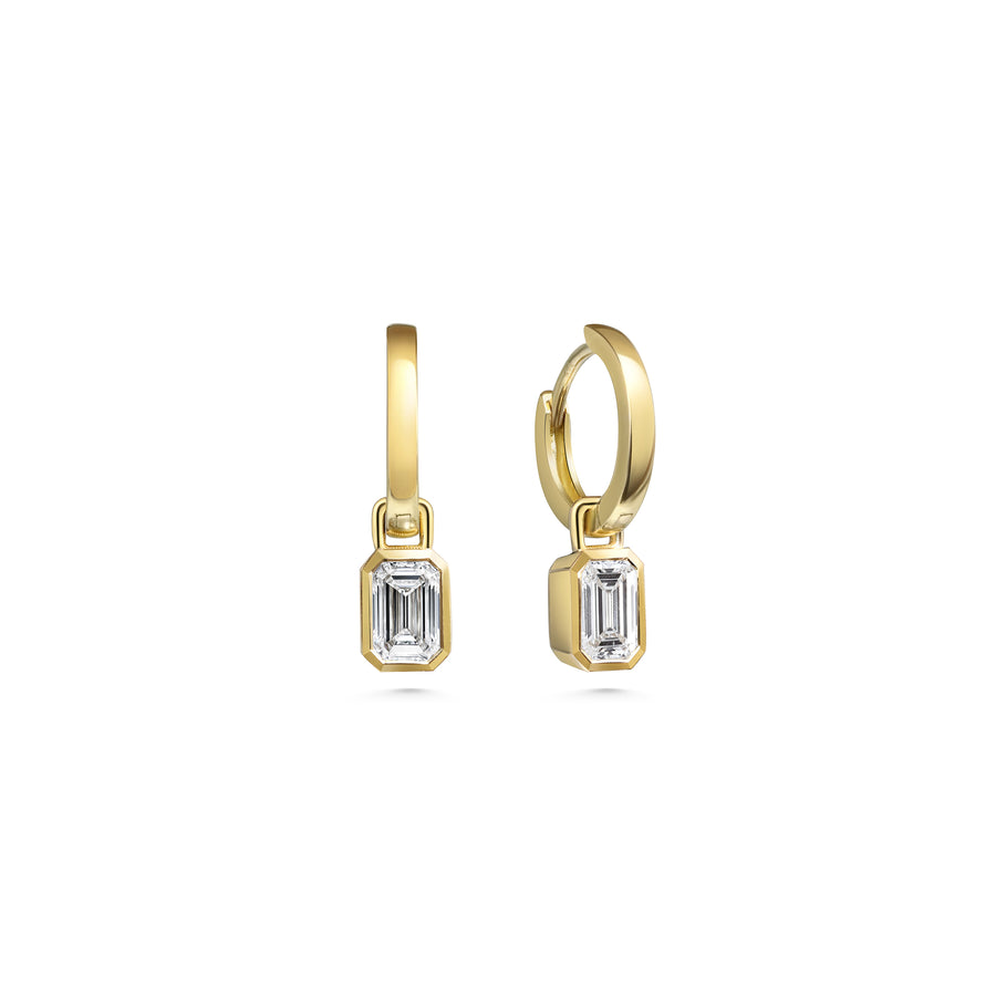 The Emerald Cut Chunky Dropper Earrings by East London jeweller Rachel Boston | Discover our collections of unique and timeless engagement rings, wedding rings, and modern fine jewellery. - Rachel Boston Jewellery