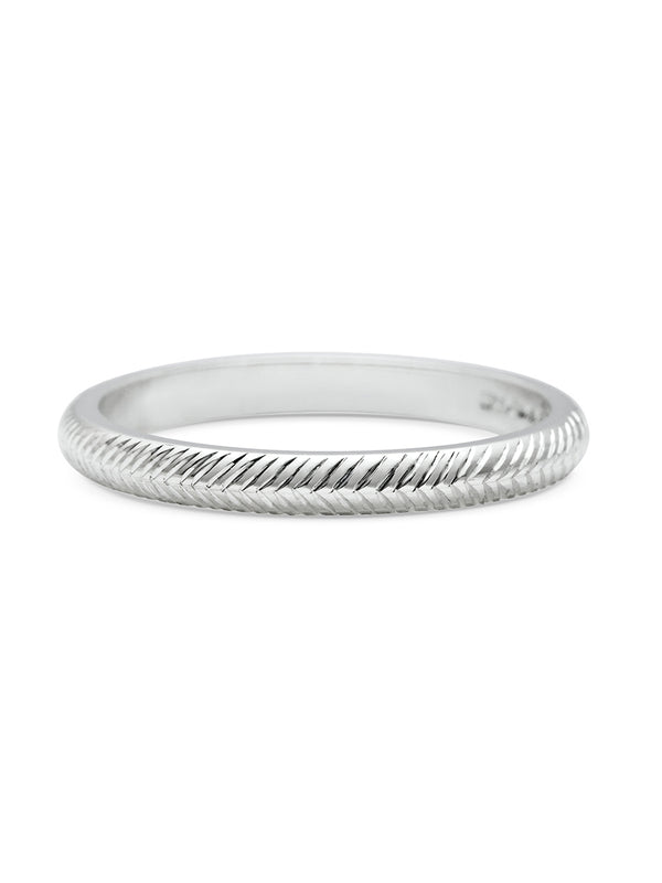 The Engraved Chevron Band - 2mm by East London jeweller Rachel Boston | Discover our collections of unique and timeless engagement rings, wedding rings, and modern fine jewellery.