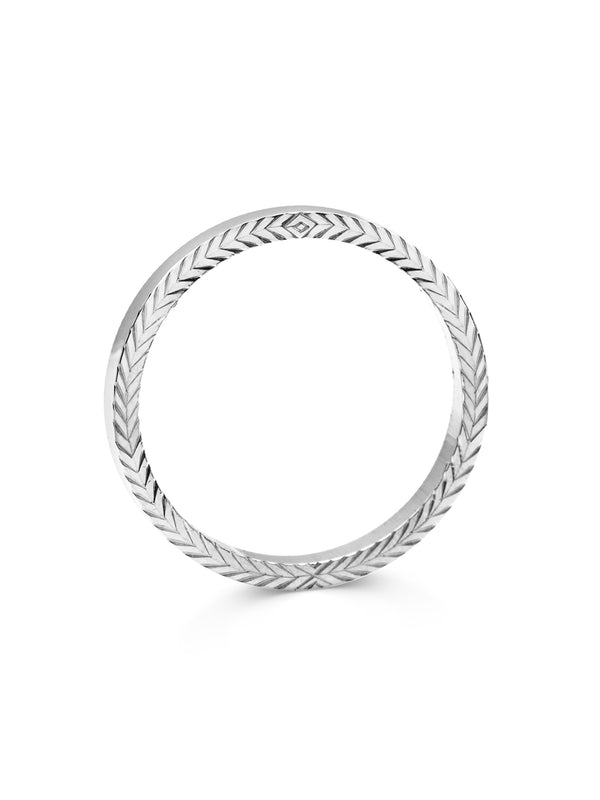 The Engraved Chevron on Side - 2mm by East London jeweller Rachel Boston | Discover our collections of unique and timeless engagement rings, wedding rings, and modern fine jewellery.