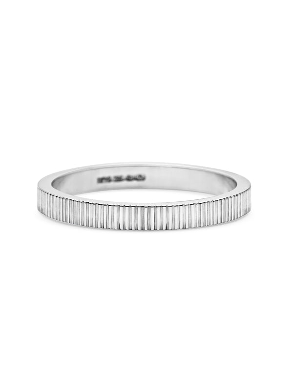 The Engraved Lines Band - 2mm by East London jeweller Rachel Boston | Discover our collections of unique and timeless engagement rings, wedding rings, and modern fine jewellery.