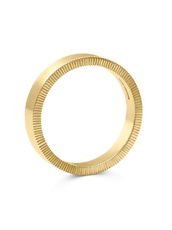 The Engraved Lines on Side - 4mm by East London jeweller Rachel Boston | Discover our collections of unique and timeless engagement rings, wedding rings, and modern fine jewellery.