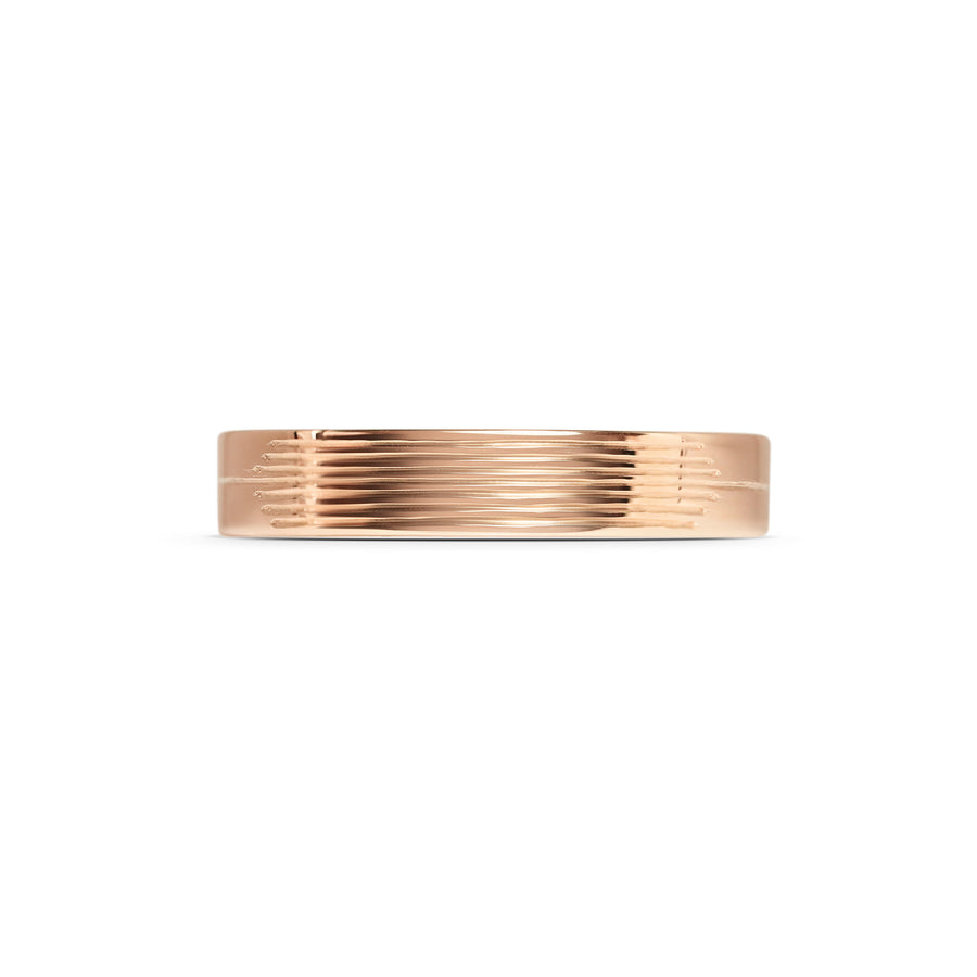 The Stream Engraved Flat Band - 4mm by East London jeweller Rachel Boston | Discover our collections of unique and timeless engagement rings, wedding rings, and modern fine jewellery. - Rachel Boston Jewellery