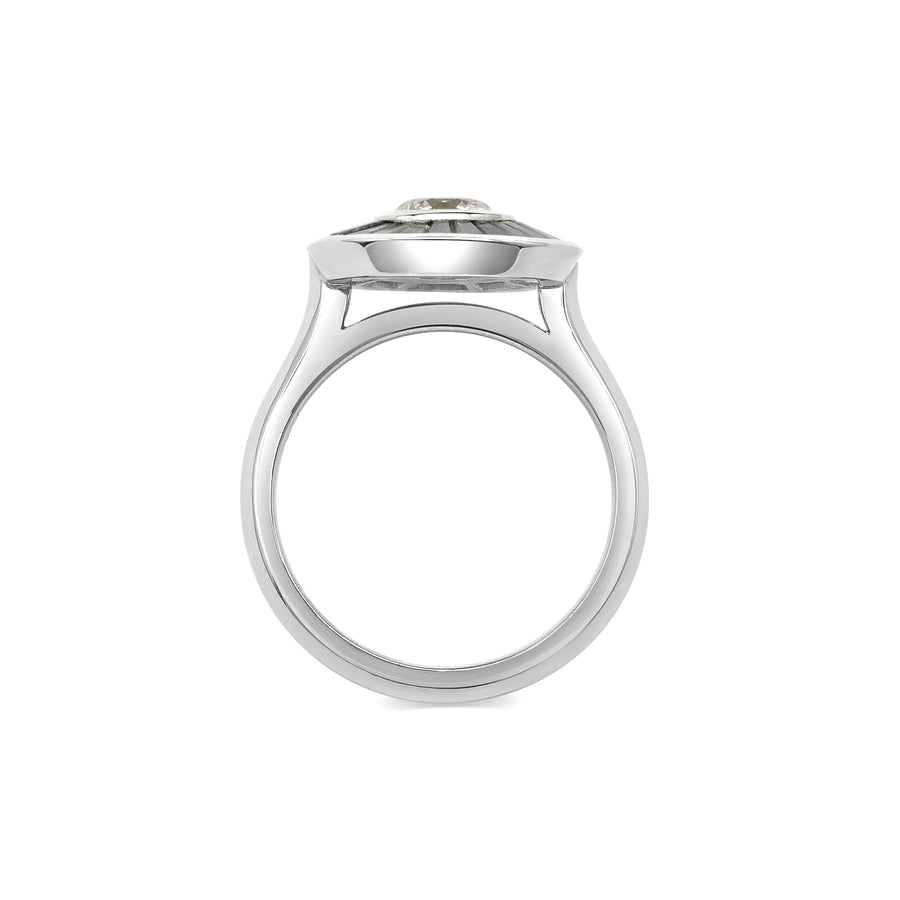 The Grey Halo Engagement Ring by East London jeweller Rachel Boston | Discover our collections of unique and timeless engagement rings, wedding rings, and modern fine jewellery. - Rachel Boston Jewellery