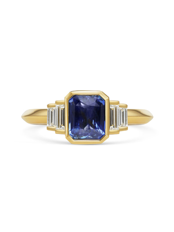 The X - Ida Rubover Sapphire Ring by East London jeweller Rachel Boston | Discover our collections of unique and timeless engagement rings, wedding rings, and modern fine jewellery.