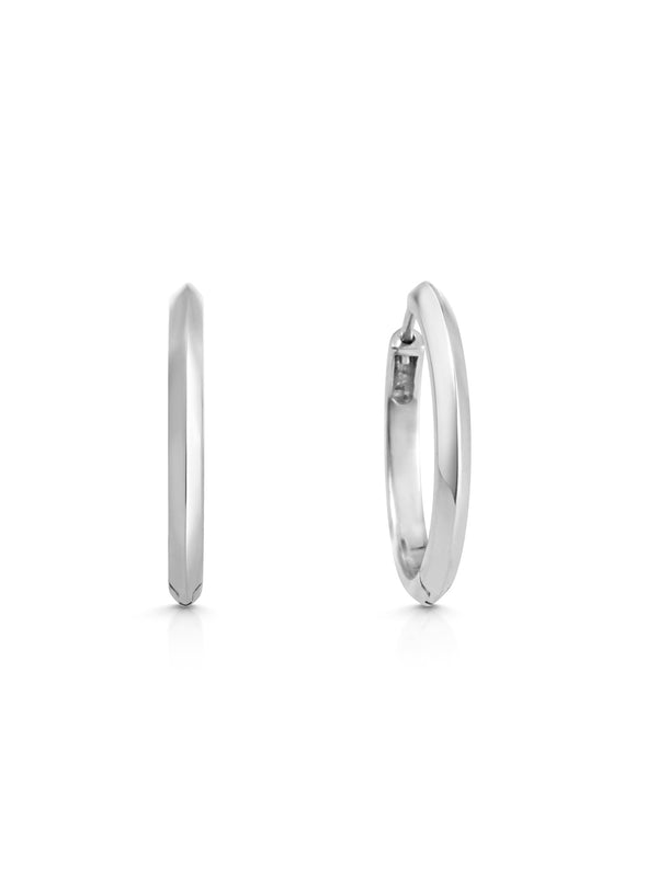 The Knife Edge Hoop Earrings by East London jeweller Rachel Boston | Discover our collections of unique and timeless engagement rings, wedding rings, and modern fine jewellery.