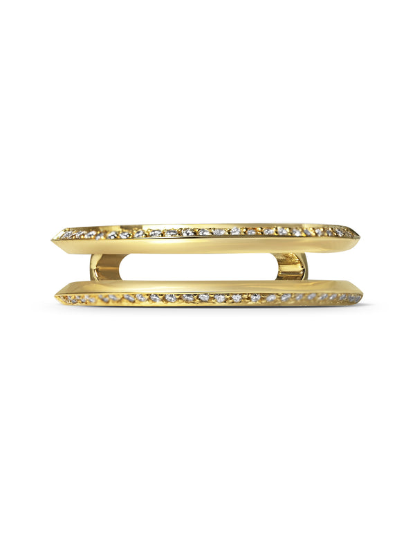 The Diamond Knife Edge Double Wedding Band by East London jeweller Rachel Boston | Discover our collections of unique and timeless engagement rings, wedding rings, and modern fine jewellery.
