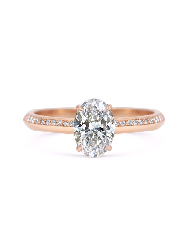 The Lyra Ring with Diamonds - Oval Cut by East London jeweller Rachel Boston | Discover our collections of unique and timeless engagement rings, wedding rings, and modern fine jewellery.