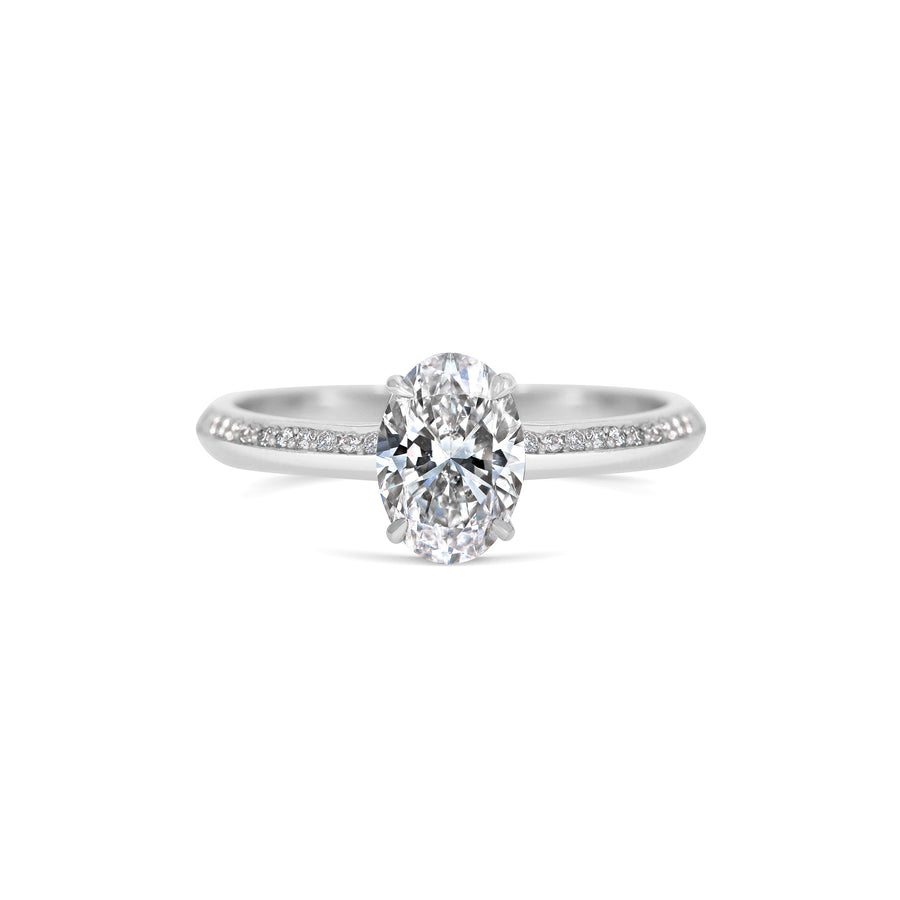 The Lyra Ring with Diamonds - Oval Cut by East London jeweller Rachel Boston | Discover our collections of unique and timeless engagement rings, wedding rings, and modern fine jewellery. - Rachel Boston Jewellery