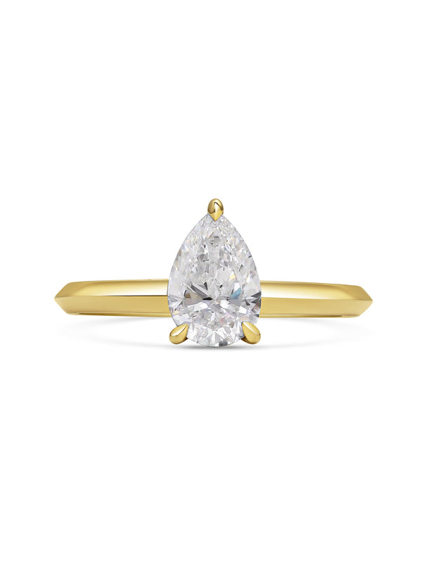 The Lyra Ring - Pear Cut by East London jeweller Rachel Boston | Discover our collections of unique and timeless engagement rings, wedding rings, and modern fine jewellery.