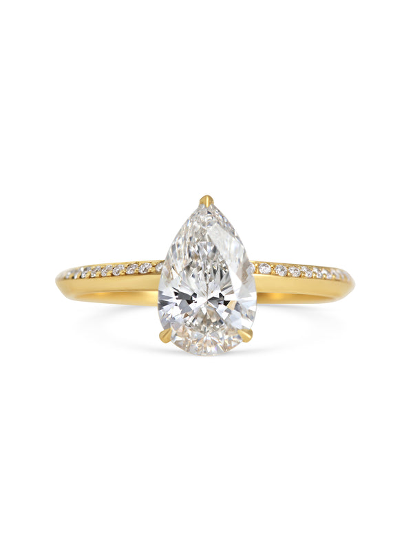 The Lyra Ring with Diamonds - Pear Cut by East London jeweller Rachel Boston | Discover our collections of unique and timeless engagement rings, wedding rings, and modern fine jewellery.