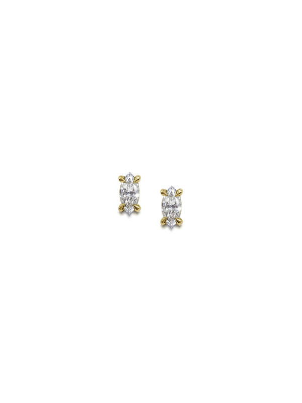 The Mini Marquise Diamond Stud Earrings by East London jeweller Rachel Boston | Discover our collections of unique and timeless engagement rings, wedding rings, and modern fine jewellery.