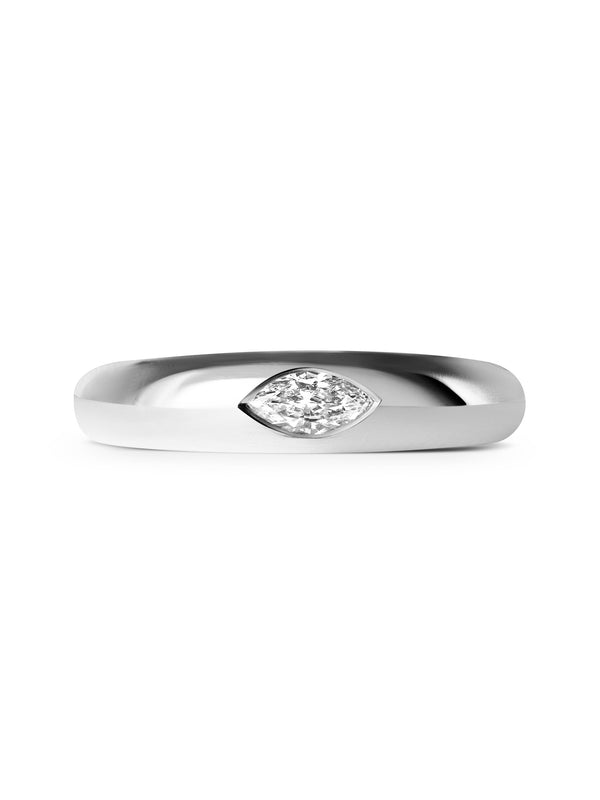 The Mini Marquise Signet Ring by East London jeweller Rachel Boston | Discover our collections of unique and timeless engagement rings, wedding rings, and modern fine jewellery.
