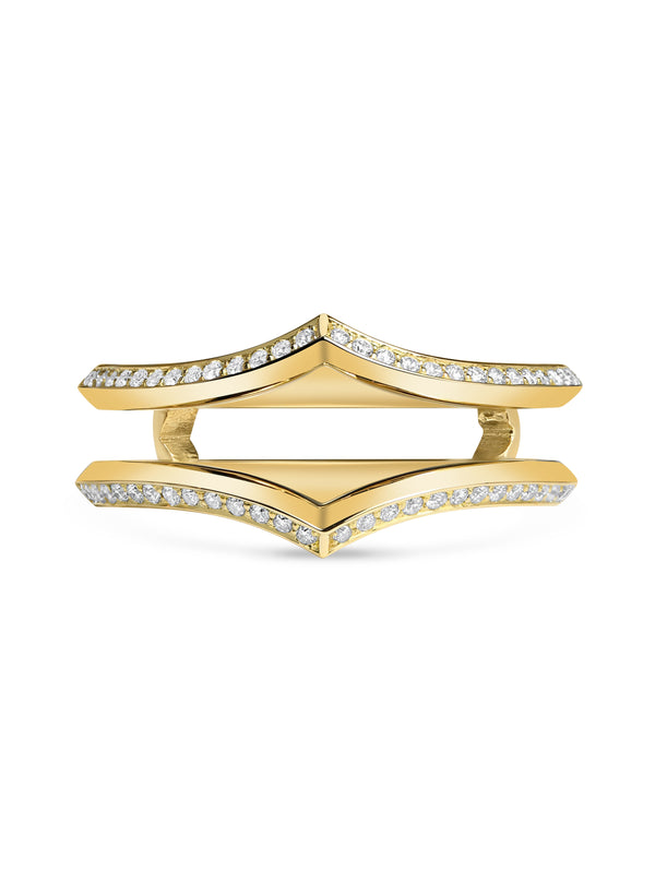 The Sagitta Diamond Double Wedding Band by East London jeweller Rachel Boston | Discover our collections of unique and timeless engagement rings, wedding rings, and modern fine jewellery.