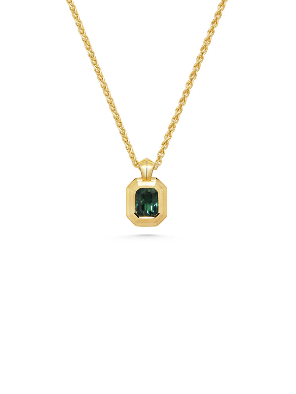 The X - O'Keeffe Necklace - 0.94ct Green by East London jeweller Rachel Boston | Discover our collections of unique and timeless engagement rings, wedding rings, and modern fine jewellery.
