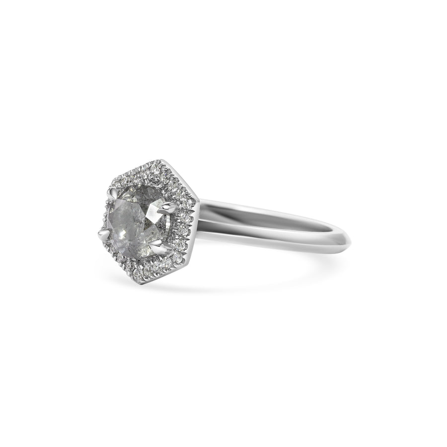 The Phoenix - Grey Diamond Ring by East London jeweller Rachel Boston | Discover our collections of unique and timeless engagement rings, wedding rings, and modern fine jewellery. - Rachel Boston Jewellery