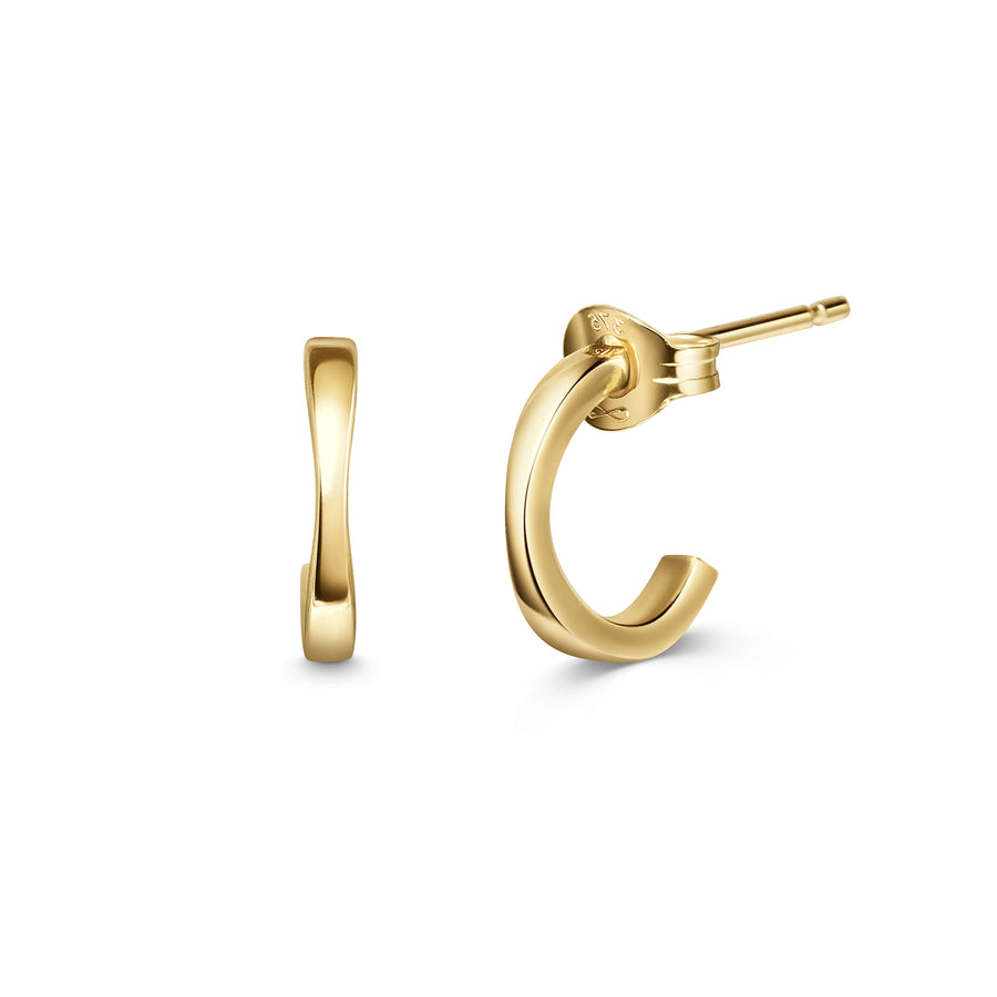 The Pinched Plain Earrings by East London jeweller Rachel Boston | Discover our collections of unique and timeless engagement rings, wedding rings, and modern fine jewellery. - Rachel Boston Jewellery