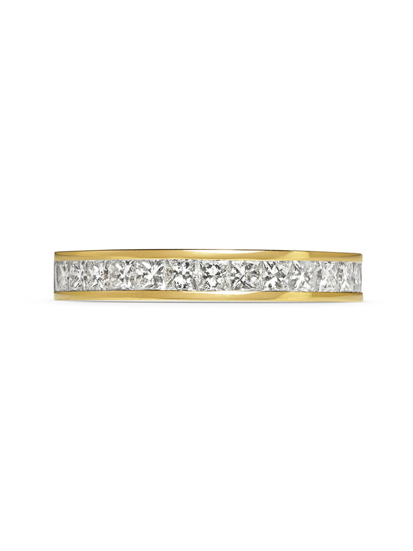 The Princess Cut Channel Set Wedding Band by East London jeweller Rachel Boston | Discover our collections of unique and timeless engagement rings, wedding rings, and modern fine jewellery.