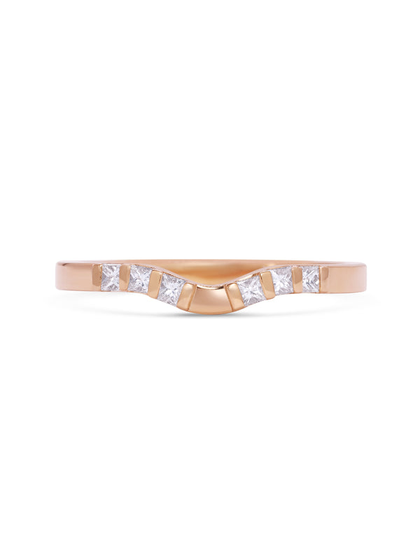 The Princess Cut Duo Curve Wedding Band by East London jeweller Rachel Boston | Discover our collections of unique and timeless engagement rings, wedding rings, and modern fine jewellery.