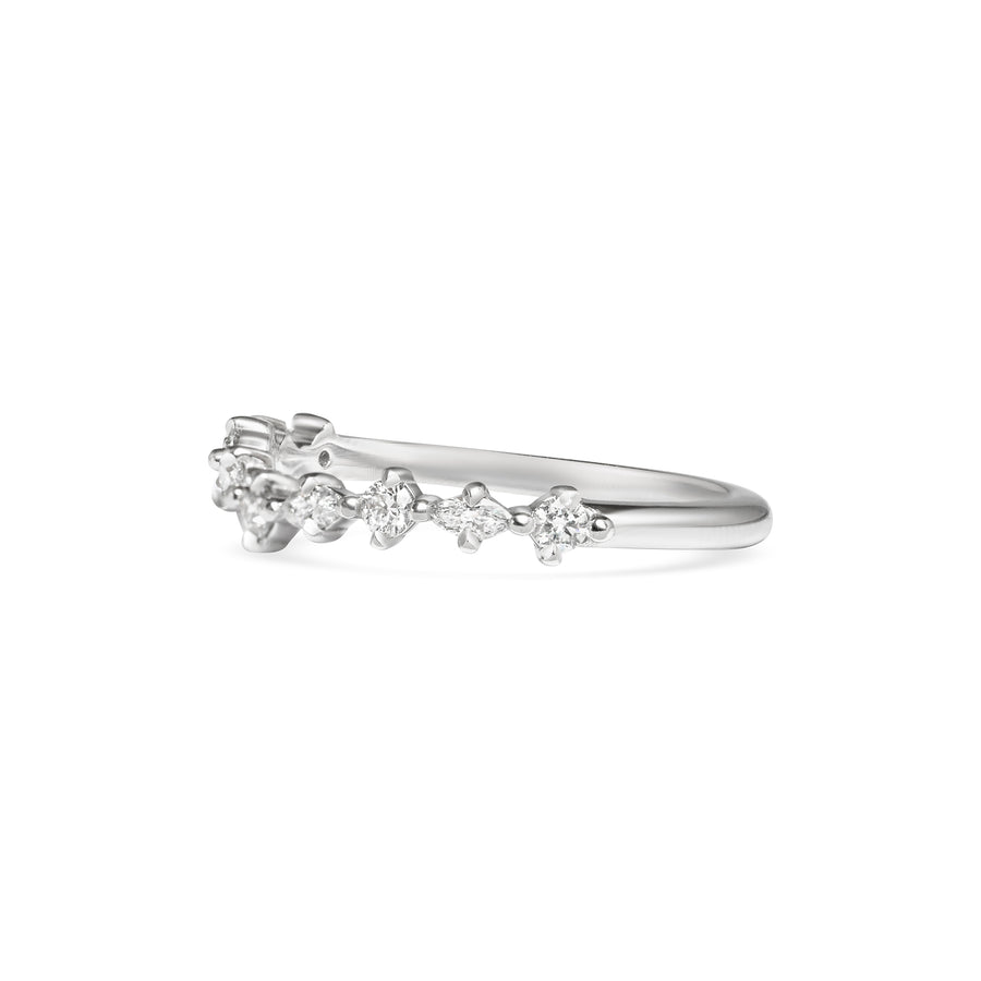 The Round and Marquise Curved Diamond Wedding Band by East London jeweller Rachel Boston | Discover our collections of unique and timeless engagement rings, wedding rings, and modern fine jewellery. - Rachel Boston Jewellery